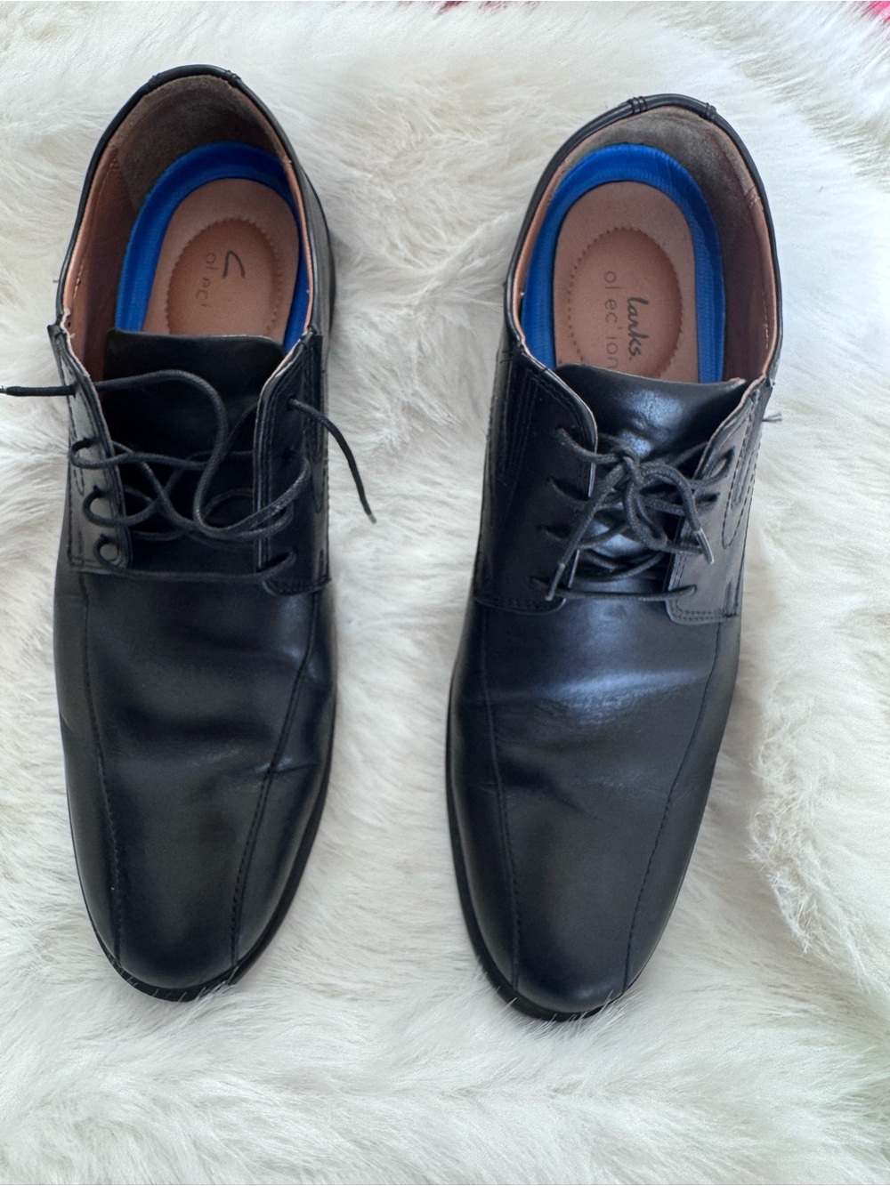 Clarks Black Leather Derby Dress Shoes